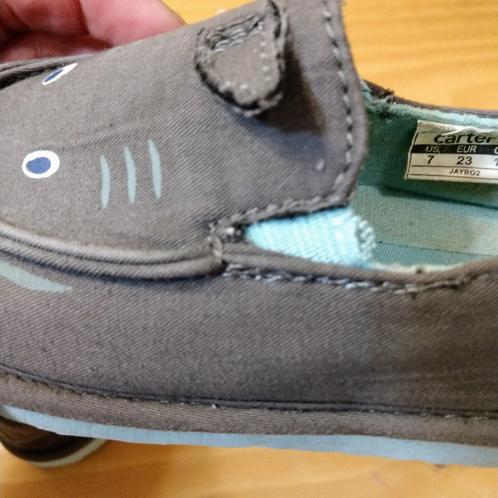Carter's Brown Shark Face Toddler Slip-On Sneakers